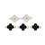 925 Sterling Silver Clover Shape Connector Black Onyx & White Zicron, Approx 15x10mm (Set of 5)