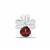 925 Sterling Silver Clover Pendant with Red Garnet, Approx 14mm