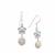 925 Sterling Silver Sleeping Beauty Turquoise & Freshwater Cultured Pearl Coins Earrings, Approx 40x12mm