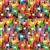 Catsville Collection Cluster Cats Rainbow Fabric 0.5m