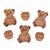 Wooden Buttons Teddy Pack Of 6