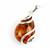 Baltic Amber Cognac 925 Sterling Silver Wire Encased Pendant 18mm