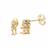Gold Plated 925 Sterling Silver Oval Earring Mount (To fit 5x3mm Gemstone) Inc. 0.08cts White Zircon Brilliant Cut Round 1.25mm- 1pair
