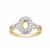 Gold Plated 925 Sterling Silver Oval Ring Mount (To fit 6x4mm gemstones) Inc. 0.55cts White Zircon Brilliant Cut Round 0.90 to 1.50mm- 1 Pcs