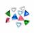Mixed Colour Triangle Shaped Glass Stone to fit Snaptites (10pcs)