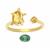 Gold Plated 925 Sterling Silver Turtle Spinning Adjustable Fidget Oval Ring ( To Fit 6x4mm )with Malachite, Approx 9x8mm