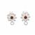 925 Sterling Silver Gem Set Flower Hook Earrings Approx 6x9mm with Red Garnet (1Pair)