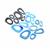Acrylic Graduated Linking Rings Inc. Silver Glitter, Frosted Pale Turquoise, Opaque Turquoise (18pcs)