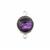 Purple Faceted Glass Silver Plated Connector, Approx 12mm