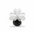 925 Sterling Silver Clover Pendant with Black Spinel, Approx 15mm