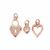 Rose Gold Plated 925 Sterling Silver Set of 3 Heart Charms 