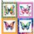The Crafty Witches Rainbow Flutterbyes Four Squares Fabric Panel (70 x 75cm)