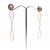 Rose Gold 925 Sterling Silver Hammered Long Link Pair of Earrings with White Topaz Stud