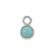 925 Sterling Silver December Birthstone Round Charm with 0.04cts Sleeping Beauty Turquoise, Approx 3mm