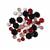 Red, Peach and Black Flower Beads, 6mm, 8mm and 10mm, 40pcs 