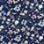 Country Floral Purple Multi Berries on Blue Fabric 0.5m Exclusive