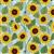 Lewis & Irene Sunflowers Collection Sunflowers And Bees Pale Blue Fabric 0.5m