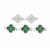 925 Sterling Silver Clover Shape Connector Green Onyx & White Zicron, Approx 15x10mm (Set of 5)