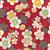 Sevenberry Gold Metallic Traditional Japanese Flowers Red Swirls Fabric 0.5m