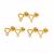 Gold 925 Sterling Silver Heart Earrings with Loop, 3 pairs