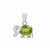 925 Silver Elephant Pendant With 1.41cts Peridot Oval & 0.05cts White Zircon Round 