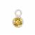 925 Sterling Silver November Birthstone Round Charm with 0.04cts Citrine, Approx 3mm