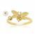 Gold Plated 925 Sterling Silver Bee Spinning Adjustable Fidget Ring with Pearl Approx 6x4mm and 0.045 White Topaz Faceted Round Approx 2mm