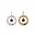 925 Sterling Silver Rotating Roman Numeral Pendant Set with Ruby and Sapphire, Accents of White Topaz,  Approx 18mm with Black Velvet Pouch