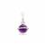 925 Sterling Silver Planet Pendant with Amethyst, Approx 14mm