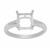 925 Sterling Silver Ring Mount With White Zircon Sides Stones (To Fit 8mm Asscher Cut Gemstone) 8pcs
