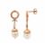 Rose Gold Plated 925 Sterling Silver Earring with White Topaz and White Freshwater Cultured Pearls, Approx 30x10mm, 1 pair