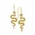 Gold Plated 925 Sterling Silver Serpent Earrings with End Loop Approx 28mm