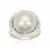 925 Sterling Silver South Sea Mabe Cultured Pearl With White Zircon Ring, Approx 19x19mm