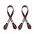 Pair Brown Faux Leather Sew on Bag Handles with Gold Joiner. 52cm