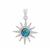 925 Sterling Silver Pendant with 1.10cts Copper Turquoise Round and 0.24cts White Zircon Round
