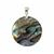 925 Sterling Silver Pinch Bail with Abalone Round Flat Pendant, Approx 25mm