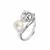 Panther Adjustable 925 Sterling Silver Ring with Faceted White Freshwater Pearl Approx 9mm