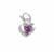 February Birthstone: 925 Sterling Silver Heart Charm with Amethyst Approx 6mm 