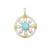 925 Sterling Silver Cabochon Round Pendant with Sleeping Beauty Turquoise and Freshwater Cultured Pearl Approx 22x30mm 