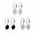 925 Sterling Silver Type A Jadeite Drop Earrings With Loop (3 Pairs - Black, White & Green)