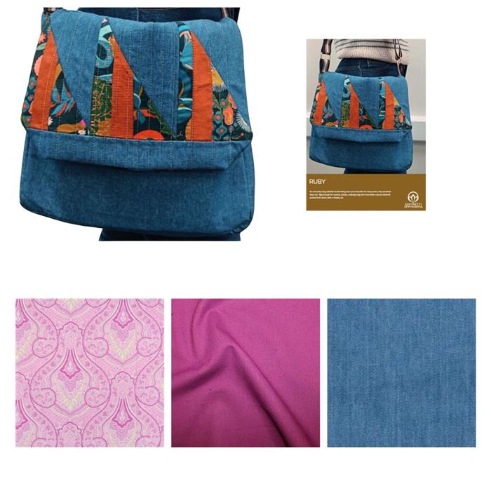 Sew Pretty Sew Mindful Pink Ruby Bag Kit Instructions & Fabric (1.5m